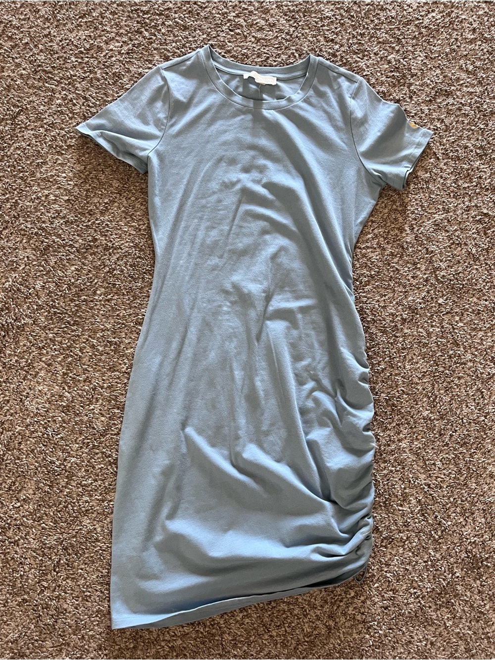NWT Michael Kors Short Sleeve Ruched Side Tshirt Dress in Light Blue